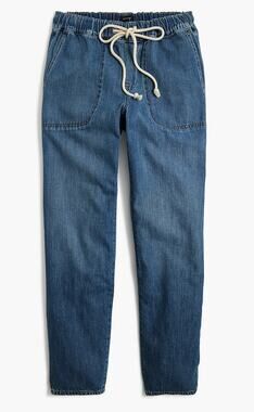 J. Crew Mid Rise Straight Ankle Drawstring Pants Jeans Blue 28 / 6
